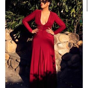 COPY - La femme en noir lArt Deco Rusched Gown in Crimson medium